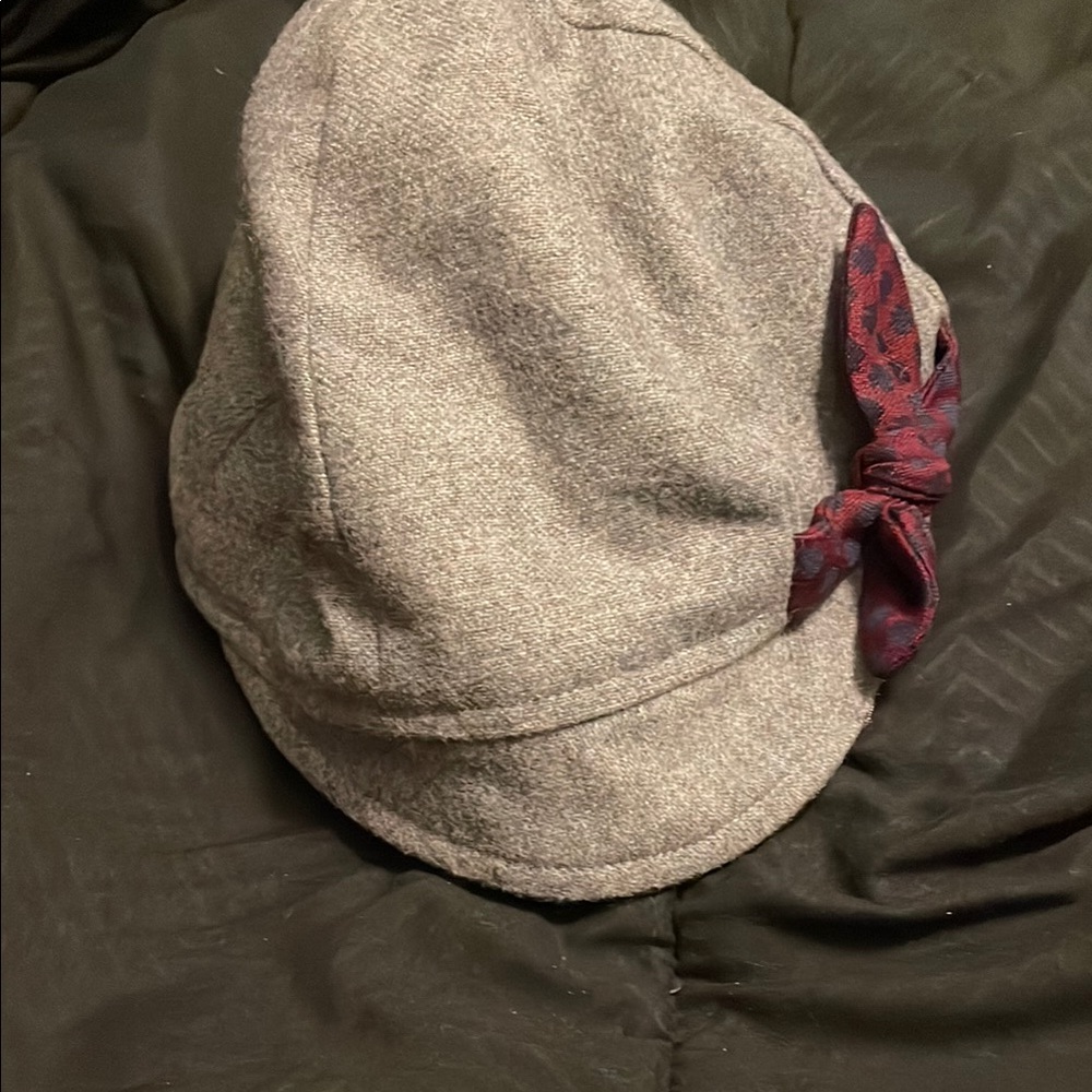 Gray and Red Vintage Style Hat